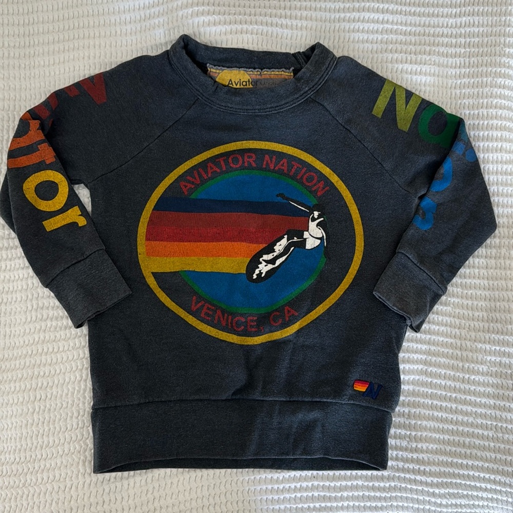 Aviator Nation Venice, CA Heathered Blue Crewneck Unisex Sweatshirt